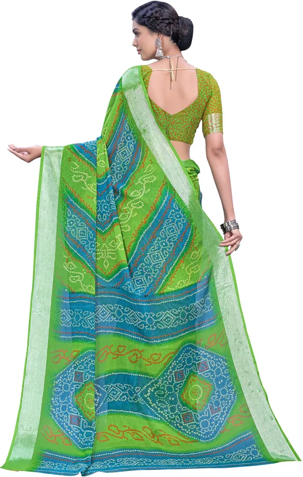Light_Green_Bandhani_Viscose_Rayon_Printed_Saree_For_Women_|_With_Blouse_Piece