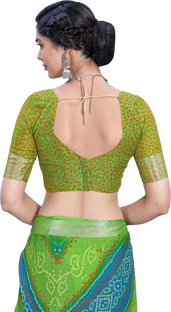 Light_Green_Bandhani_Viscose_Rayon_Printed_Saree_For_Women_|_With_Blouse_Piece