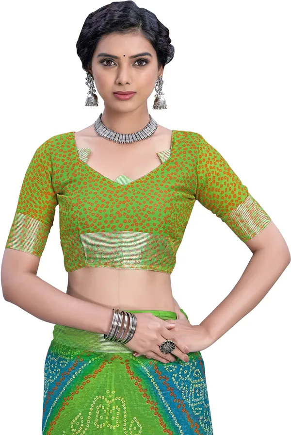 Light_Green_Bandhani_Viscose_Rayon_Printed_Saree_For_Women_|_With_Blouse_Piece