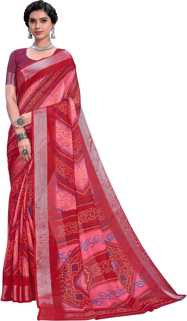 Pink_Bandhani_Viscose_Rayon_Printed_Saree_For_Women_|_With_Blouse_Piece