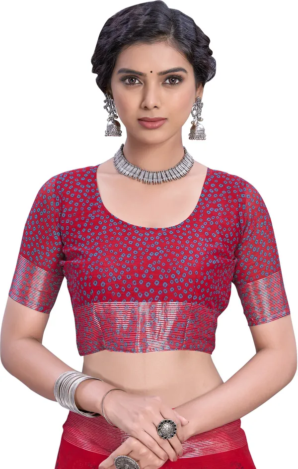 Pink_Bandhani_Viscose_Rayon_Printed_Saree_For_Women_|_With_Blouse_Piece
