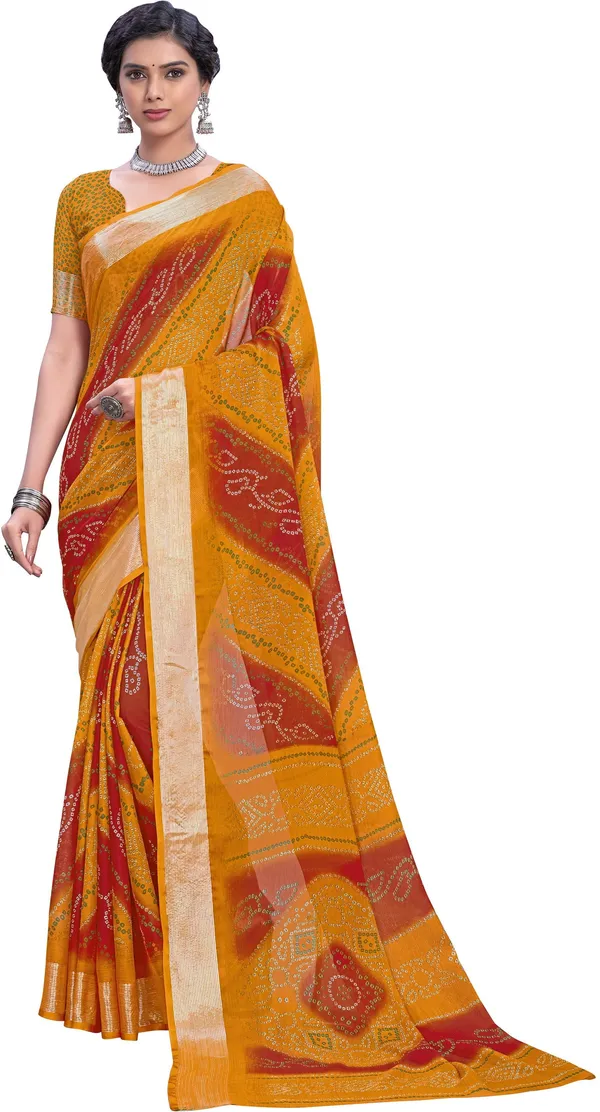 Mustard_Bandhani_Viscose_Rayon_Printed_Saree_For_Women_|_With_Blouse_Piece