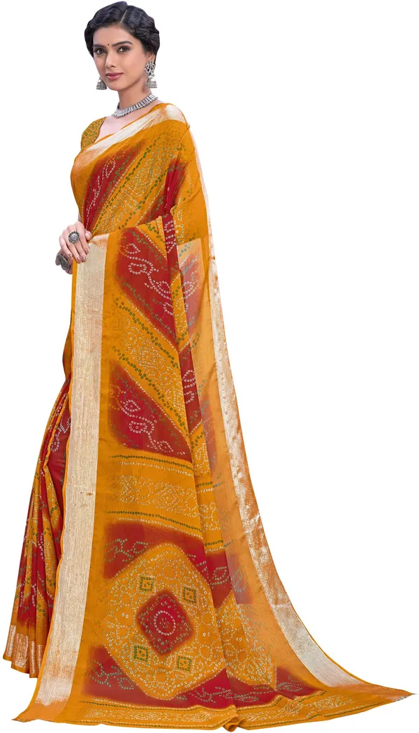 Mustard_Bandhani_Viscose_Rayon_Printed_Saree_For_Women_|_With_Blouse_Piece