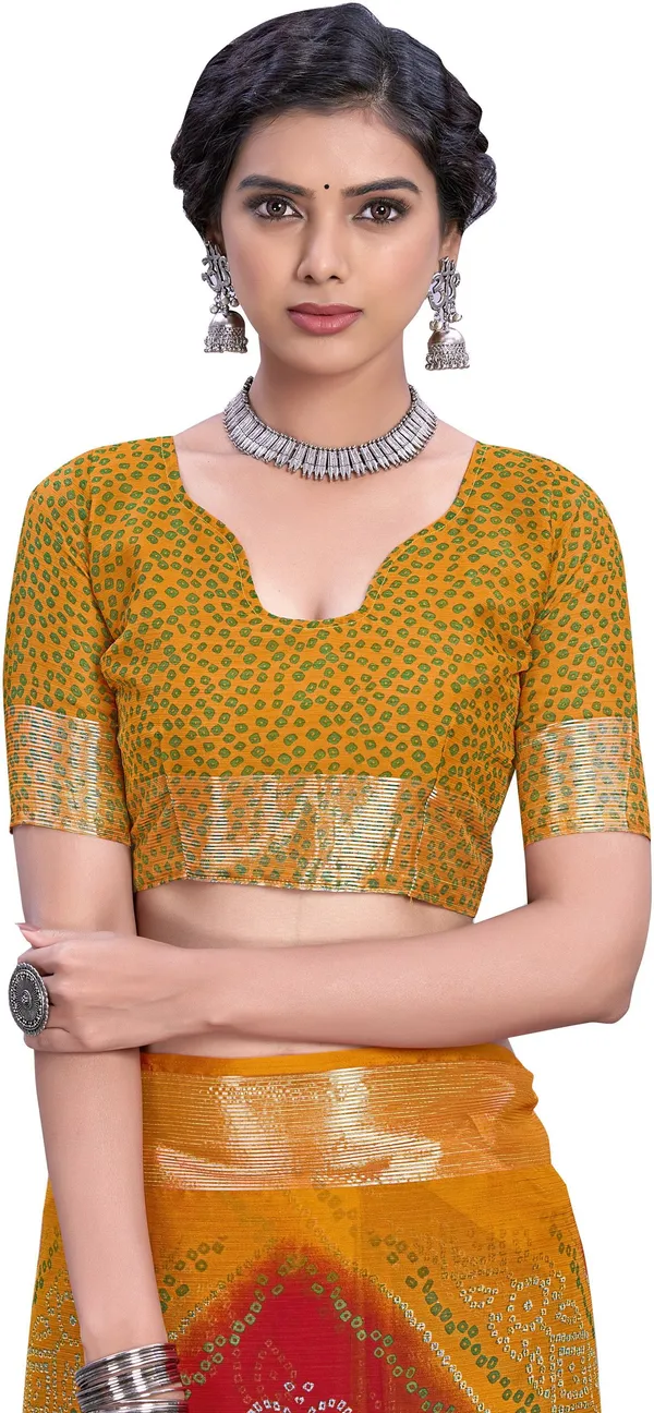 Mustard_Bandhani_Viscose_Rayon_Printed_Saree_For_Women_|_With_Blouse_Piece