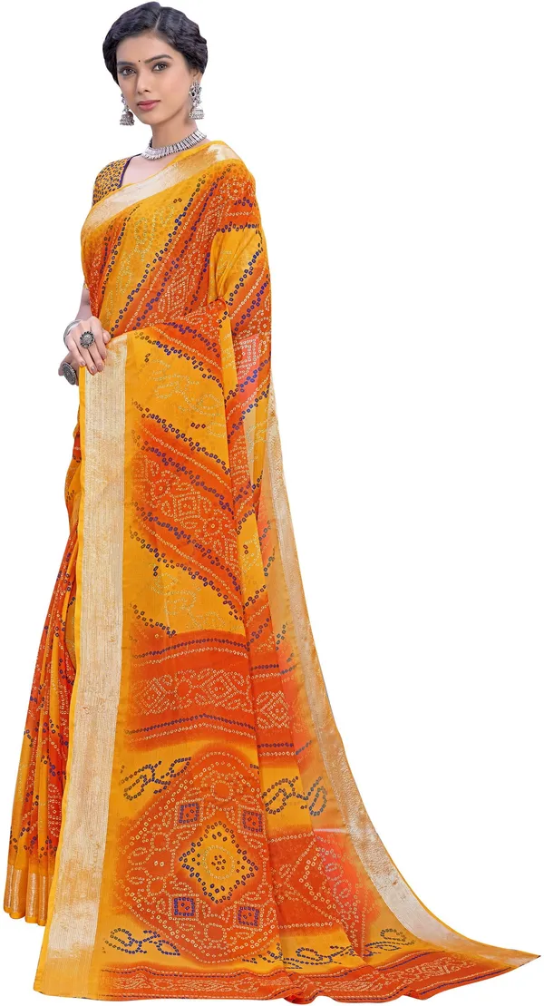 Yellow_Bandhani_Viscose_Rayon_Printed_Saree_For_Women_|_With_Blouse_Piece
