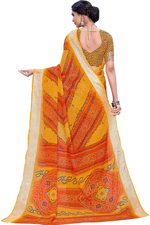 Yellow_Bandhani_Viscose_Rayon_Printed_Saree_For_Women_|_With_Blouse_Piece