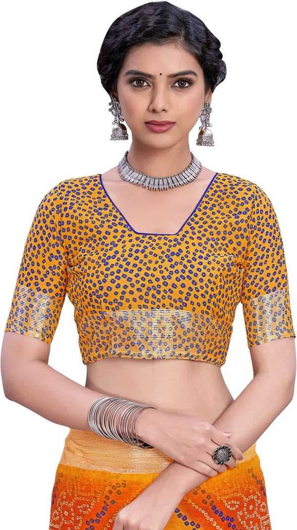 Yellow_Bandhani_Viscose_Rayon_Printed_Saree_For_Women_|_With_Blouse_Piece