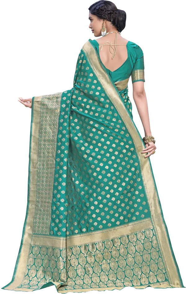 Light_Green_Banarasi_Silk_Blend_Woven_Jacquard_Saree_For_Women_|_With_Blouse_Piece