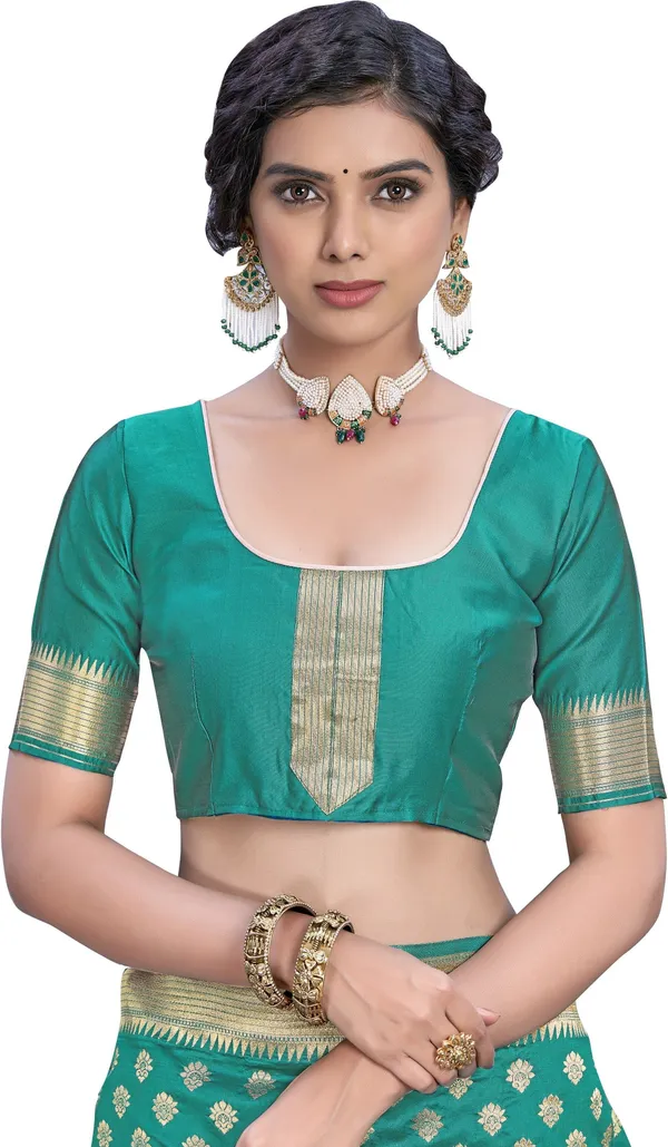 Light_Green_Banarasi_Silk_Blend_Woven_Jacquard_Saree_For_Women_|_With_Blouse_Piece