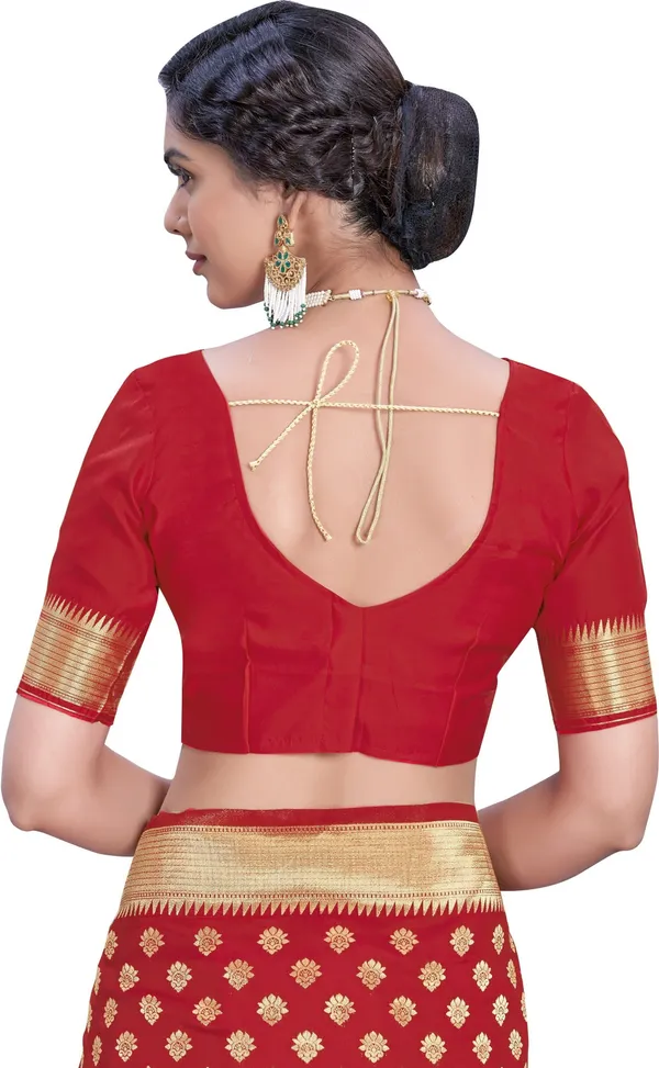 Red_Banarasi_Silk_Blend_Jacquard_Woven_Saree_For_Women_|_With_Blouse_Piece