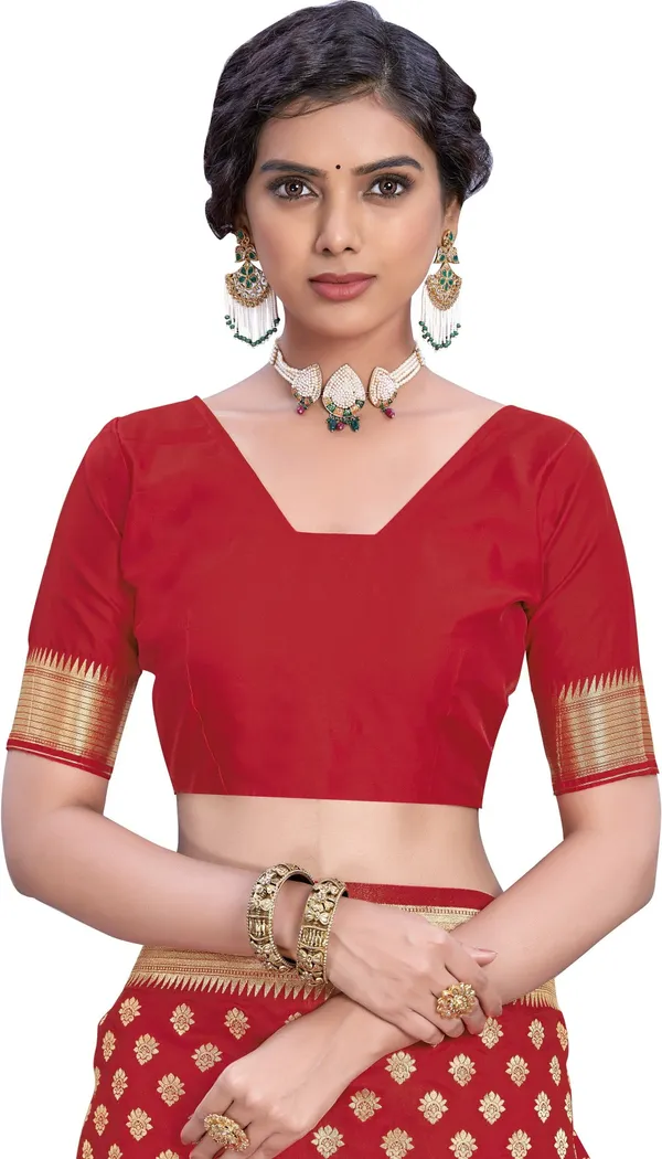 Red_Banarasi_Silk_Blend_Jacquard_Woven_Saree_For_Women_|_With_Blouse_Piece