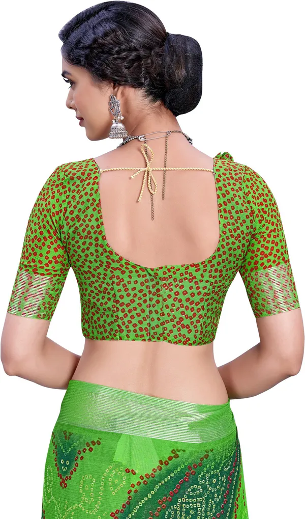 Green_Bandhani_Viscose_Rayon_Printed_Saree_For_Women_|_With_Blouse_Piece