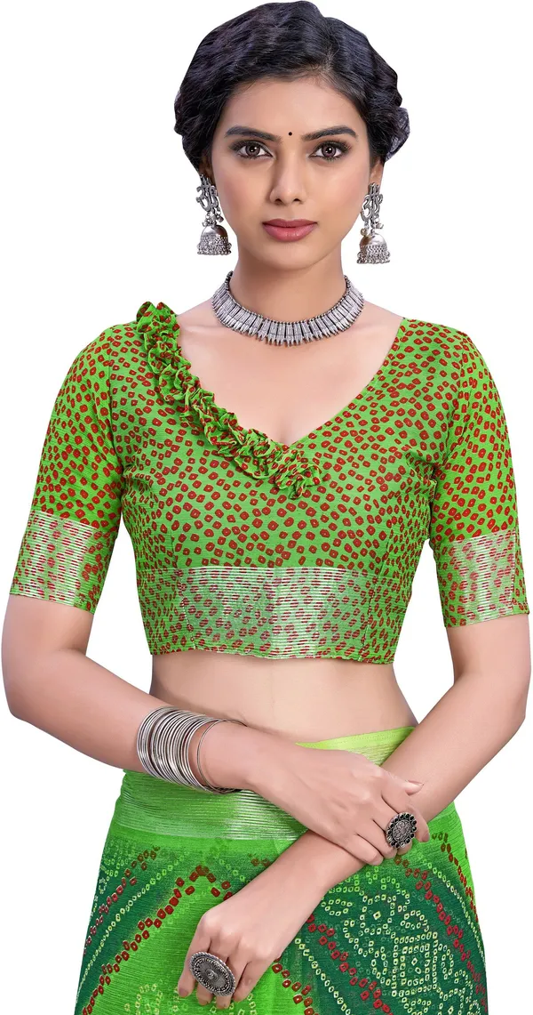 Green_Bandhani_Viscose_Rayon_Printed_Saree_For_Women_|_With_Blouse_Piece
