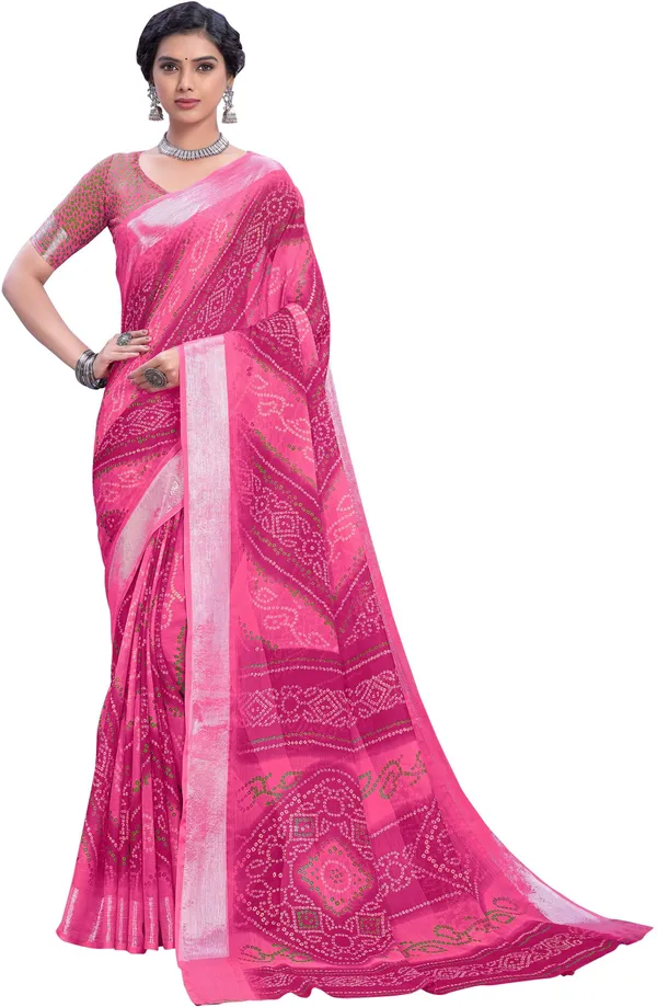 Pink_Bandhani_Viscose_Rayon_Printed_Saree_For_Women_|_With_Blouse_Piece