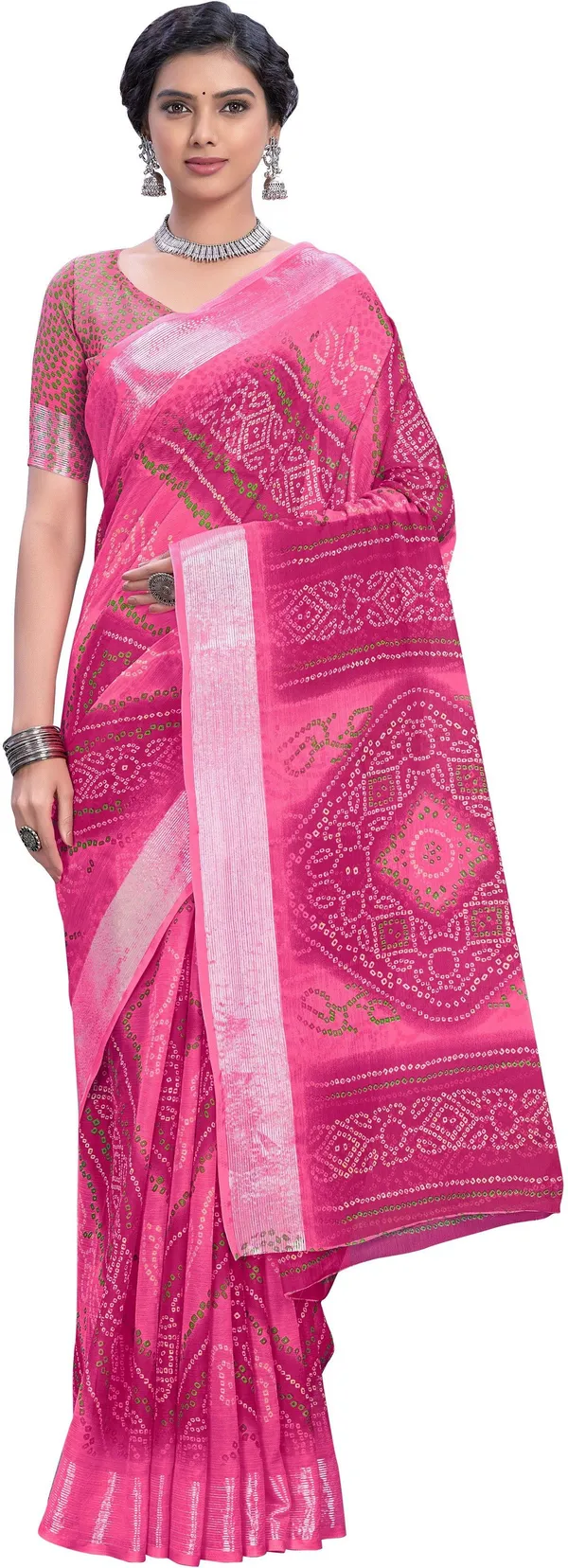 Pink_Bandhani_Viscose_Rayon_Printed_Saree_For_Women_|_With_Blouse_Piece