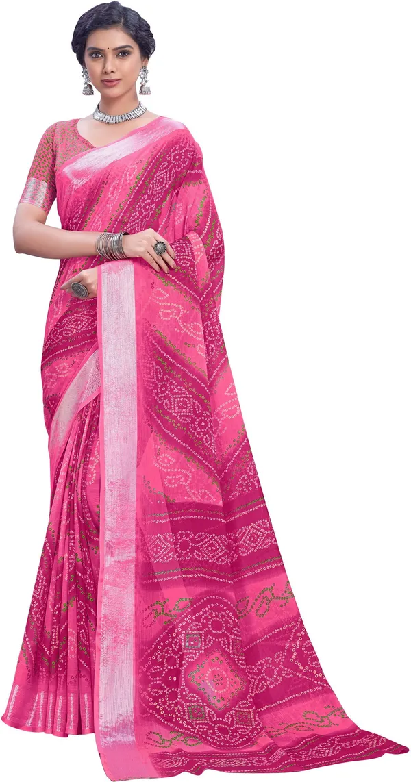 Pink_Bandhani_Viscose_Rayon_Printed_Saree_For_Women_|_With_Blouse_Piece