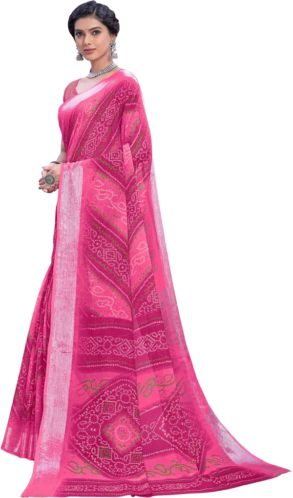 Pink_Bandhani_Viscose_Rayon_Printed_Saree_For_Women_|_With_Blouse_Piece