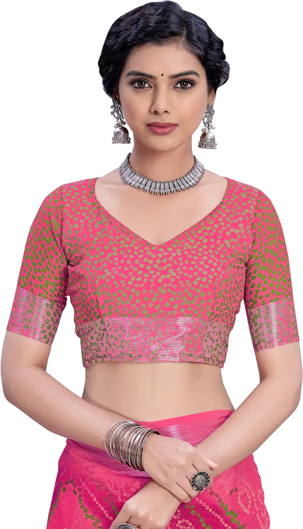 Pink_Bandhani_Viscose_Rayon_Printed_Saree_For_Women_|_With_Blouse_Piece