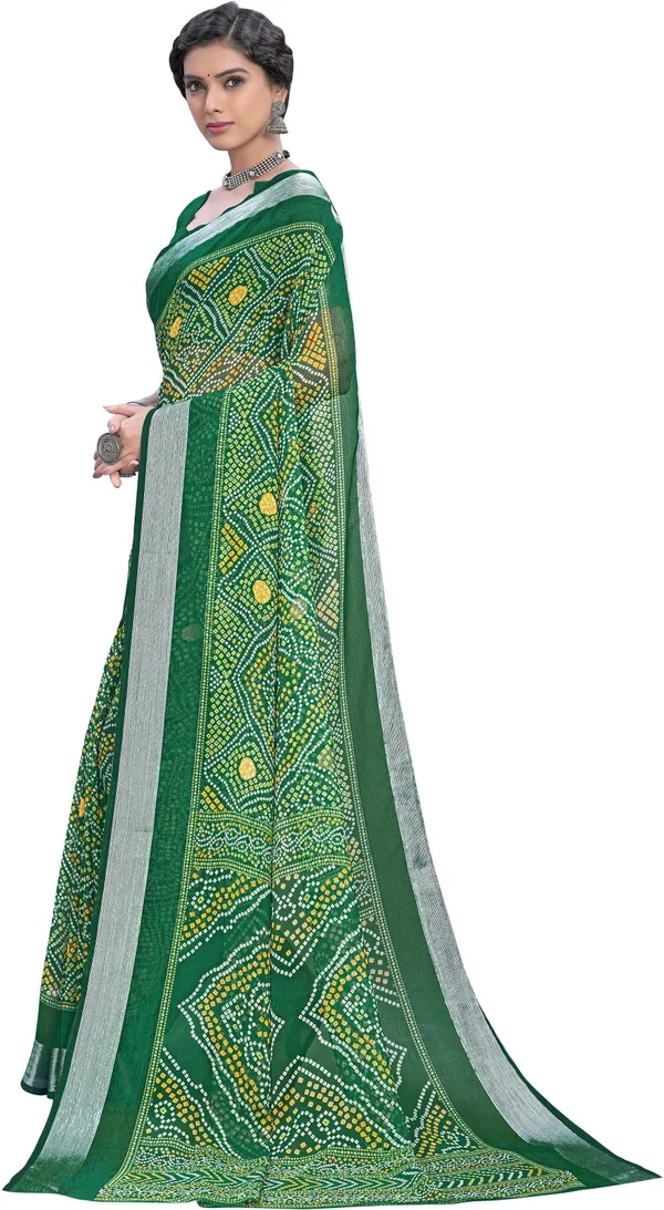 Dark_Green_Bandhani_Viscose_Rayon_Printed_Saree_For_Women_|_With_Blouse_Piece