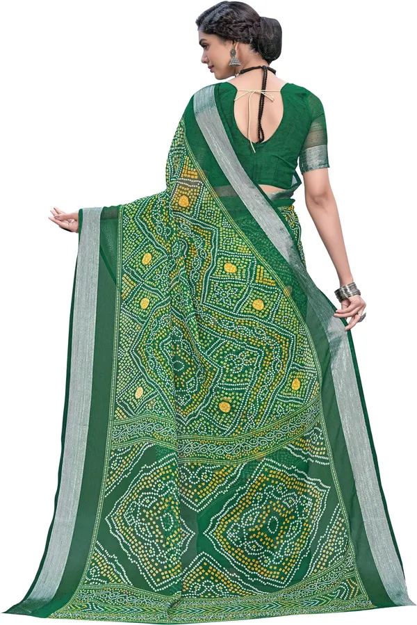 Dark_Green_Bandhani_Viscose_Rayon_Printed_Saree_For_Women_|_With_Blouse_Piece