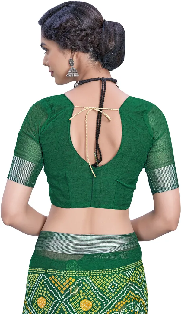 Dark_Green_Bandhani_Viscose_Rayon_Printed_Saree_For_Women_|_With_Blouse_Piece