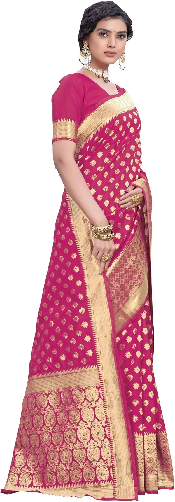 Pink_Banarasi_Silk_Blend_Woven_Jacquard_Saree_For_Women_|_With_Blouse_Piece