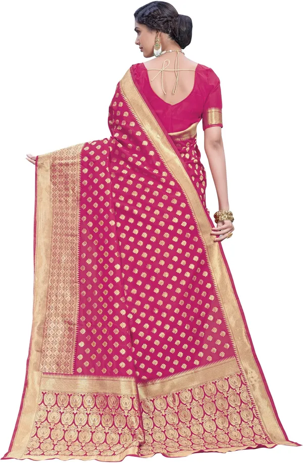 Pink_Banarasi_Silk_Blend_Woven_Jacquard_Saree_For_Women_|_With_Blouse_Piece