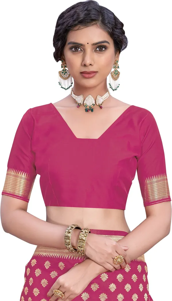 Pink_Banarasi_Silk_Blend_Woven_Jacquard_Saree_For_Women_|_With_Blouse_Piece
