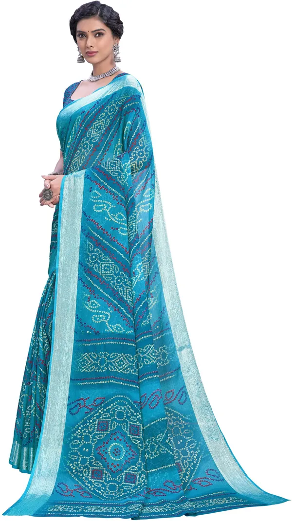 Blue_Bandhani_Viscose_Rayon_Printed_Saree_For_Women_|_With_Blouse_Piece
