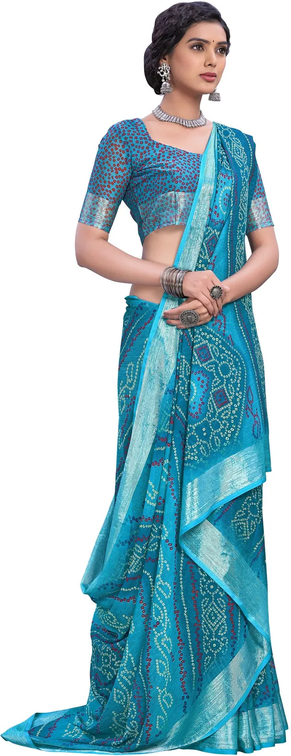 Blue_Bandhani_Viscose_Rayon_Printed_Saree_For_Women_|_With_Blouse_Piece