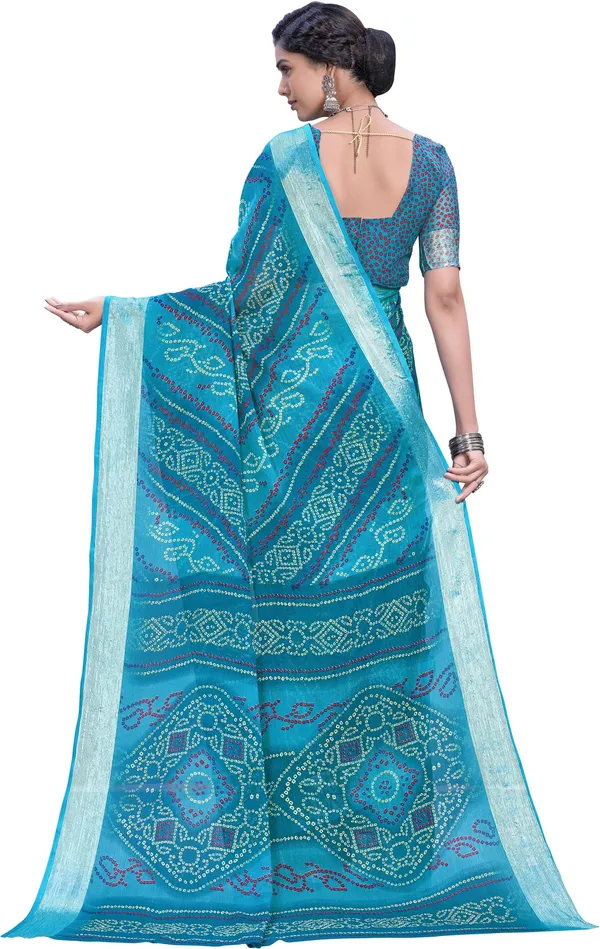 Blue_Bandhani_Viscose_Rayon_Printed_Saree_For_Women_|_With_Blouse_Piece