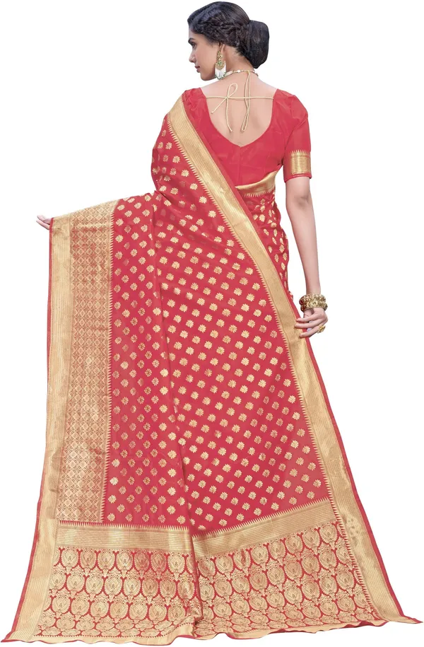 Gajari_Pink_Kanjivaram_Silk_Blend_Jacquard_Woven_Saree_For_Women_|_With_Blouse_Piece