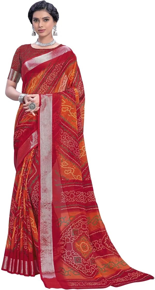 Red_Bandhani_Viscose_Rayon_Printed_Saree_For_Women_|_With_Blouse_Piece