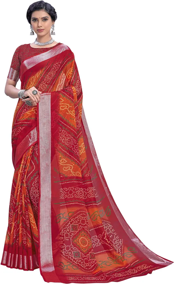 Red_Bandhani_Viscose_Rayon_Printed_Saree_For_Women_|_With_Blouse_Piece