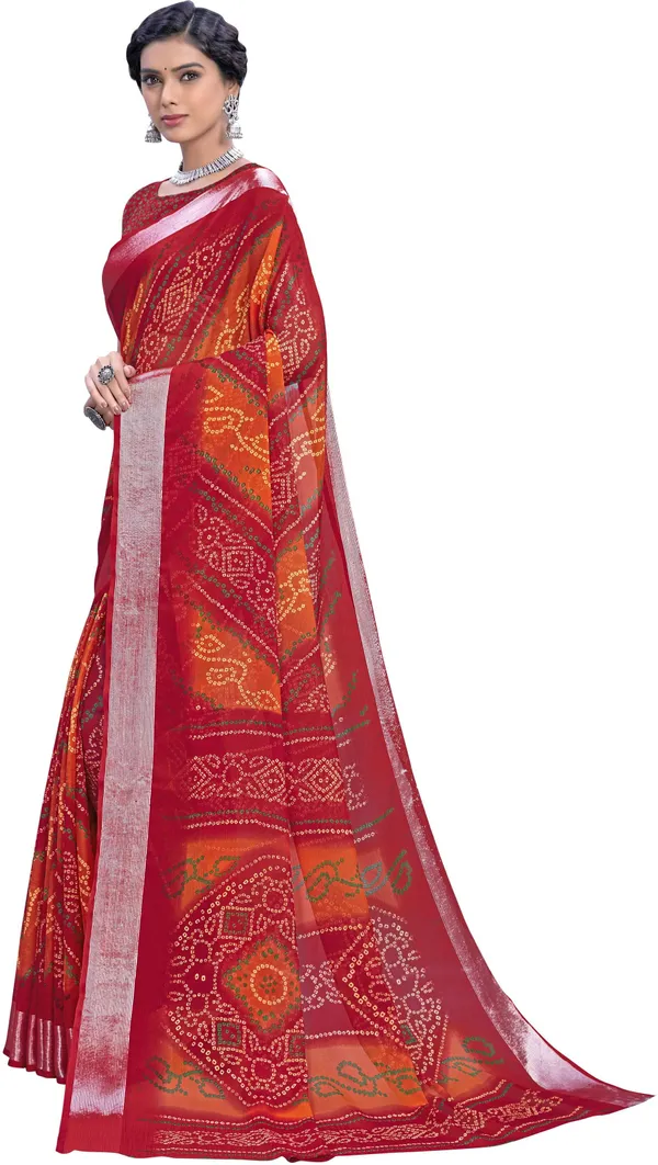 Red_Bandhani_Viscose_Rayon_Printed_Saree_For_Women_|_With_Blouse_Piece