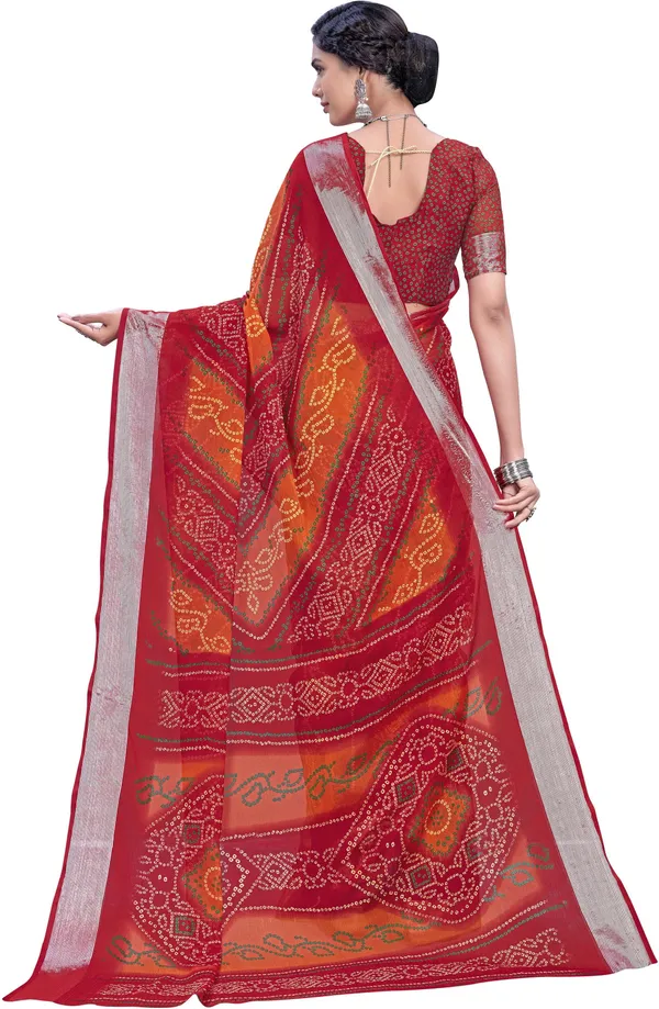 Red_Bandhani_Viscose_Rayon_Printed_Saree_For_Women_|_With_Blouse_Piece