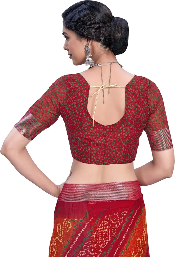 Red_Bandhani_Viscose_Rayon_Printed_Saree_For_Women_|_With_Blouse_Piece