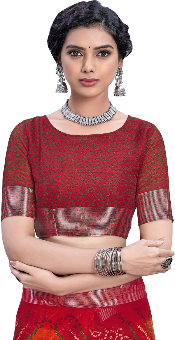 Red_Bandhani_Viscose_Rayon_Printed_Saree_For_Women_|_With_Blouse_Piece