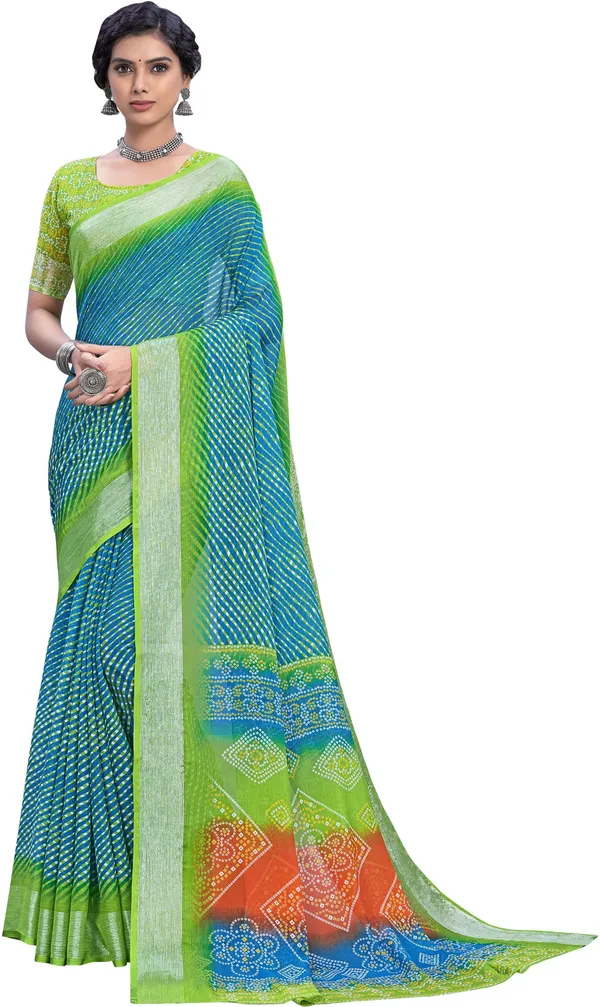 Light_Blue_Georgette_Printed_Leheria_Saree_For_Women_|_With_Blouse_Piece