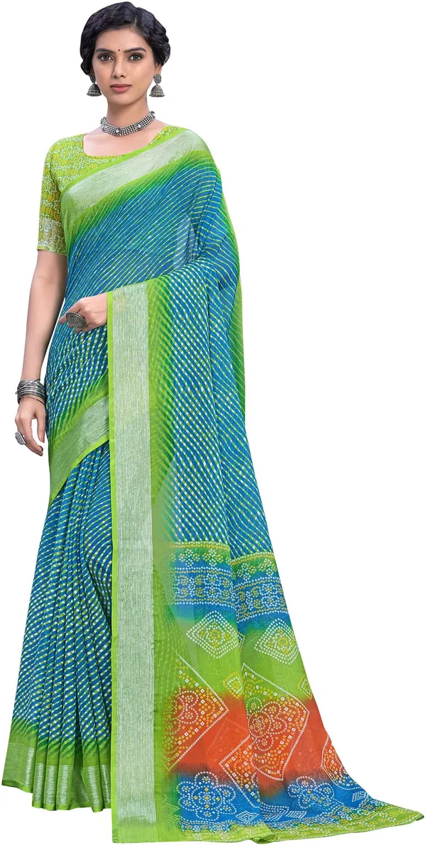 Light_Blue_Georgette_Printed_Leheria_Saree_For_Women_|_With_Blouse_Piece