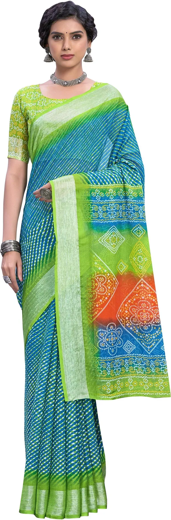 Light_Blue_Georgette_Printed_Leheria_Saree_For_Women_|_With_Blouse_Piece