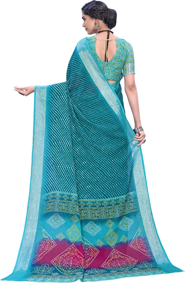 Blue_Georgette_Printed_Leheria_Saree_For_Women_|_With_Blouse_Piece