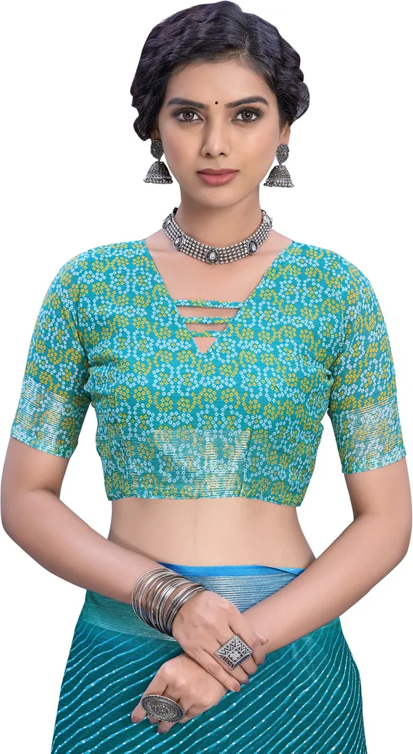Blue_Georgette_Printed_Leheria_Saree_For_Women_|_With_Blouse_Piece