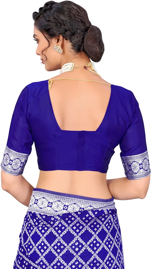 Blue_Banarasi_Silk_Blend_Bandhani_Woven_Jacquard_Saree_For_Women_|_With_Blouse_Piece