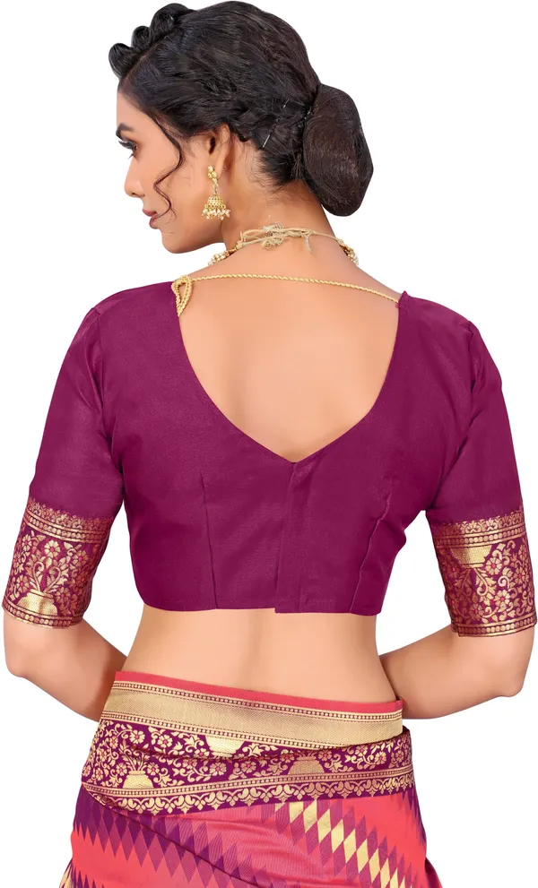 Pink_Banarasi_Silk_Blend_Jacquard_Zari_Floral_Saree_For_Women_|_With_Blouse_Piece