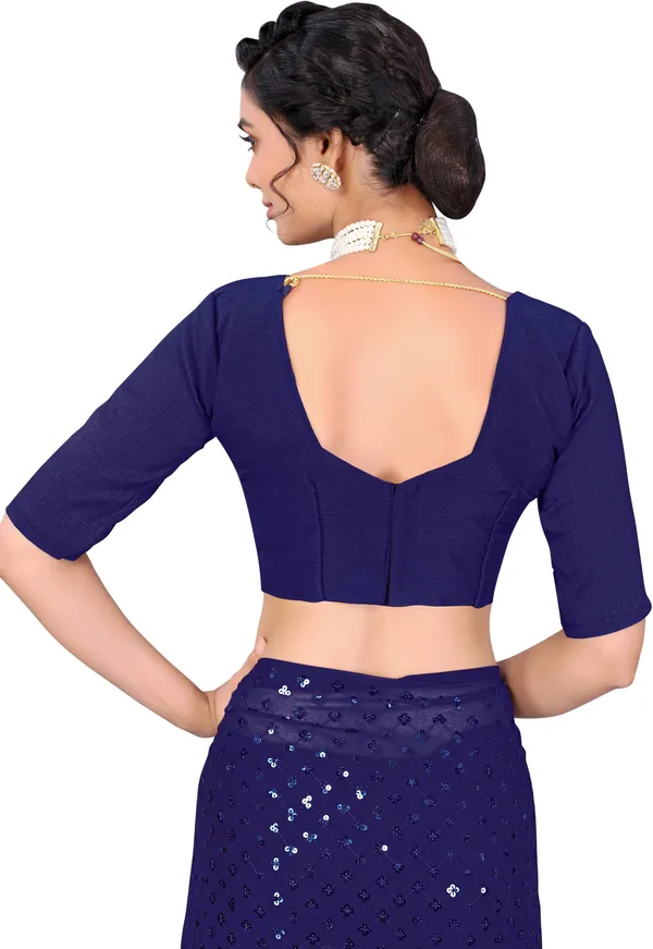Blue_Georgette_Sequin_Embellished_Saree_For_Women_|_With_Blouse_Piece