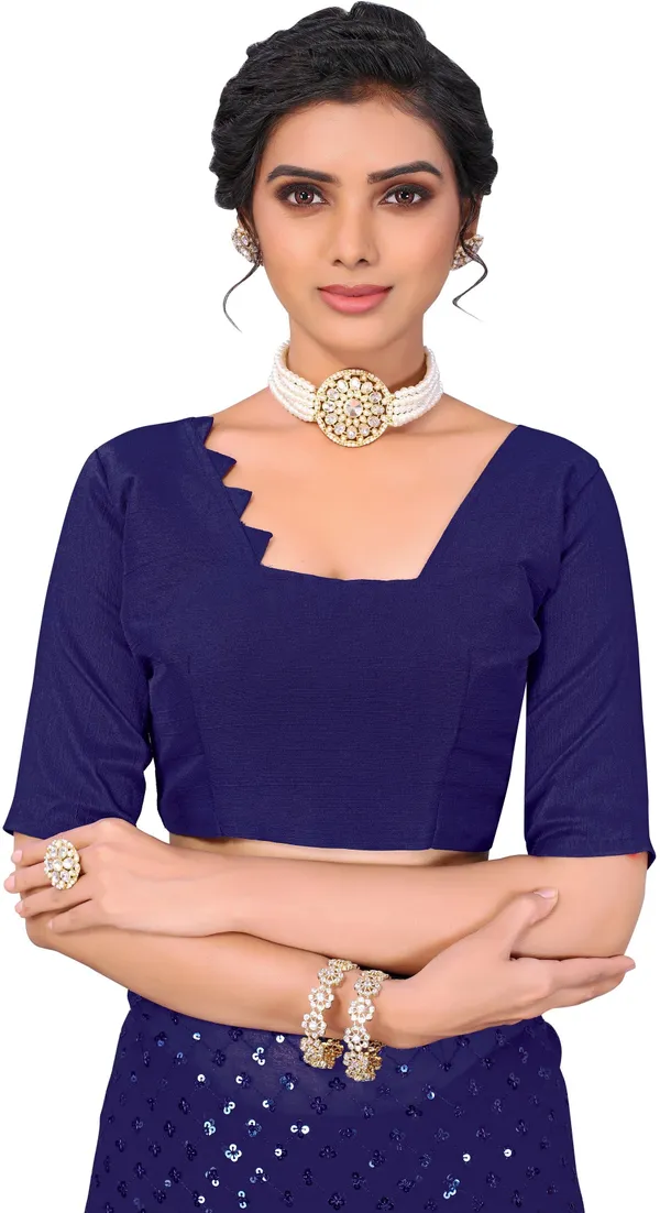 Blue_Georgette_Sequin_Embellished_Saree_For_Women_|_With_Blouse_Piece