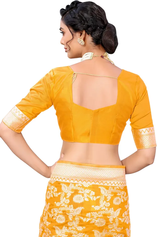 Yellow_Georgette_Woven_Chikankari_Jacquard_Saree_For_Women_|_With_Blouse_Piece