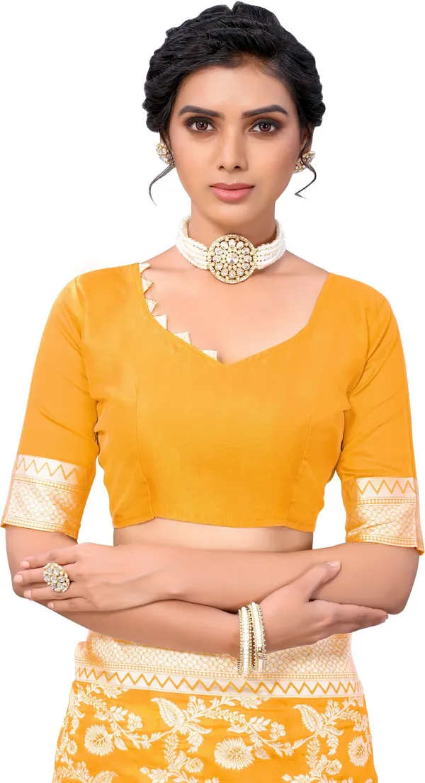 Yellow_Georgette_Woven_Chikankari_Jacquard_Saree_For_Women_|_With_Blouse_Piece