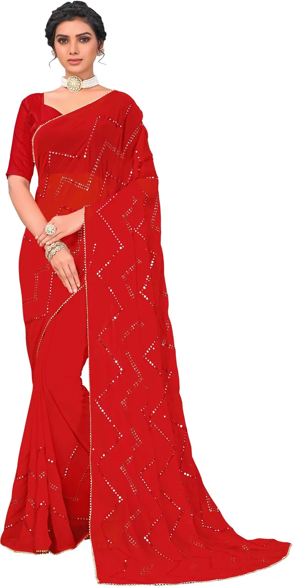 Red_Georgette_Mirror_Sequin_Embroidered_Bollywood_Saree_For_Women_|_With_Blouse_Piece